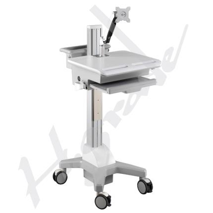 Mobile Trolley Cart for HealthCare IT - Single Monitor with Interactive Arm