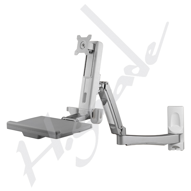 Sit-Stand Spring Arm Wall Mount Computer Workstation Combo System