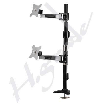 Multi Mounts - Dual Vertical LCD Monitor Stand with one articulating arm - Grommet Base