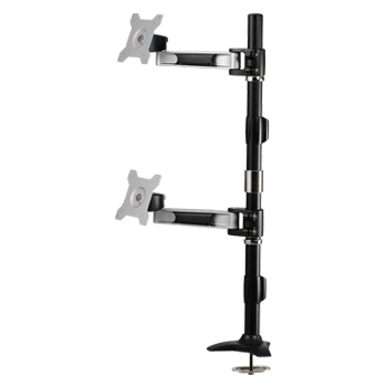 Multi Mounts - Dual Vertical LCD Monitor Stand with one articulating arm - Grommet Base, TI112
