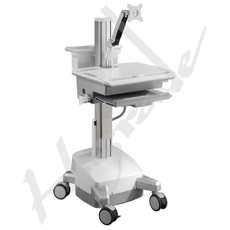 Mobile Trolley Cart for HealthCare IT - Single Monitor with Interactive Arm, SLA Powered