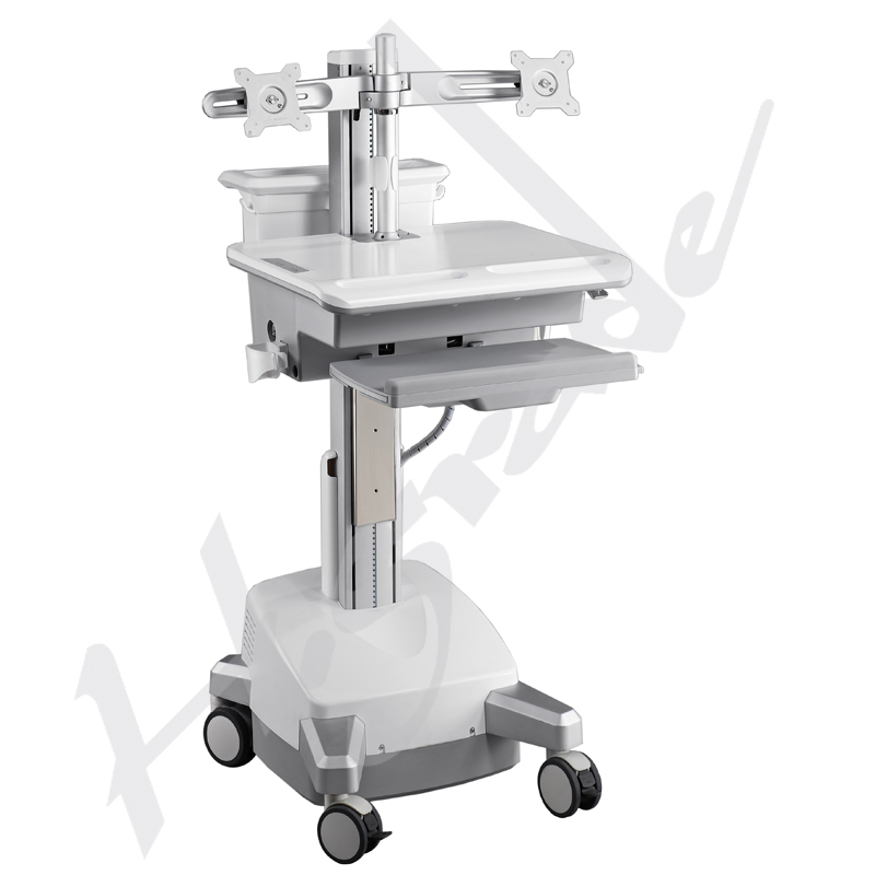 Mobile Trolley Cart for HealthCare IT - Dual Monitor, SLA Powered