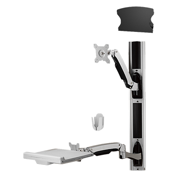 Thin Client Sit-Stand Combo Spring Arm Wall Mount Computer Workstation System, W8812A